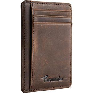 Mens Front Pocket Minimalist Leather Slim Wallet RFID Blocking Medium Size
